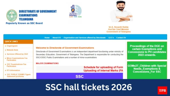 BSE Telangana SSC Hall Ticket 2026 download for TS 10th board exam