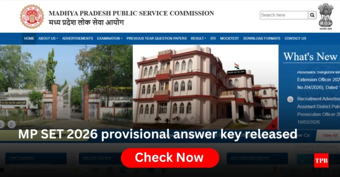 MP SET 2026 Answer Key released by MPPSC