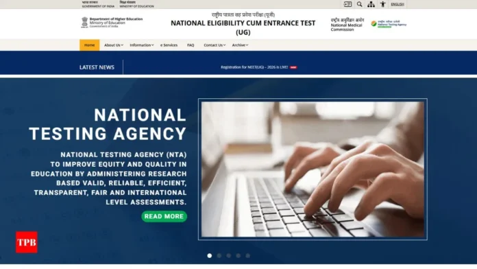 NTA NEET Registration 2026 apply online at neet.nta.nic.in