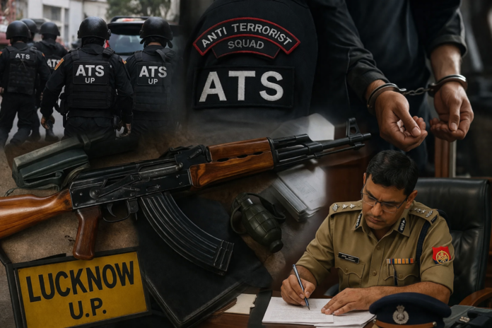 lucknow ats arrest ak47 case inspector suspended up police action